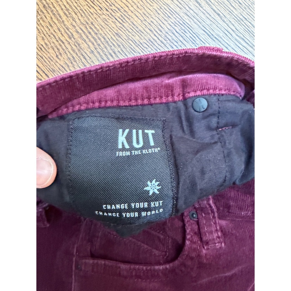 KUT from the Kloth Corduroy Pants 8 Burgundy Straight Academia Preppy Heritage - Picture 5 of 6